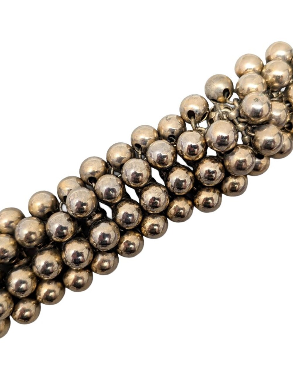 Vintage 1960s Signed Napier Goldtone Machined Balls Charm Bracelet